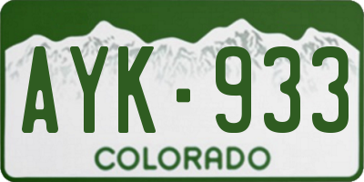 CO license plate AYK933