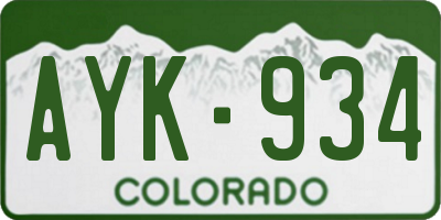 CO license plate AYK934