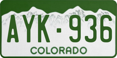 CO license plate AYK936