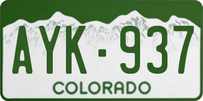 CO license plate AYK937
