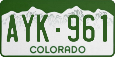 CO license plate AYK961