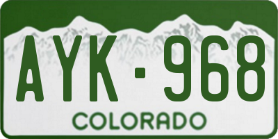 CO license plate AYK968