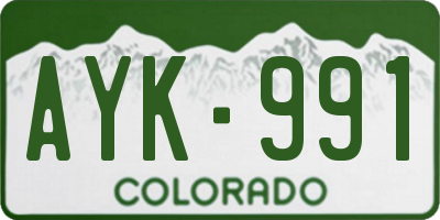 CO license plate AYK991
