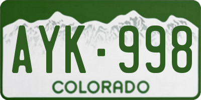 CO license plate AYK998