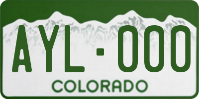 CO license plate AYL000