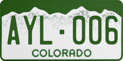 CO license plate AYL006