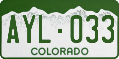 CO license plate AYL033