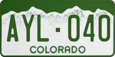CO license plate AYL040