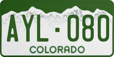 CO license plate AYL080