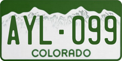 CO license plate AYL099