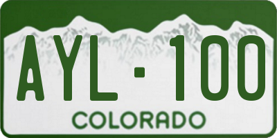 CO license plate AYL100