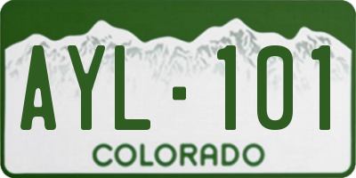 CO license plate AYL101