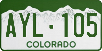 CO license plate AYL105