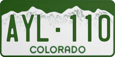 CO license plate AYL110