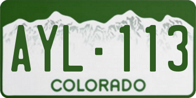 CO license plate AYL113