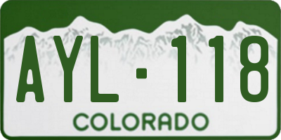 CO license plate AYL118