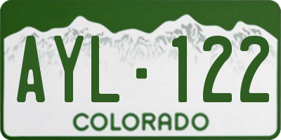 CO license plate AYL122