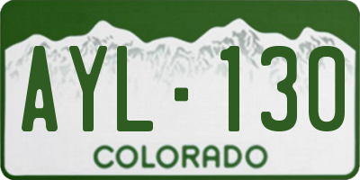 CO license plate AYL130