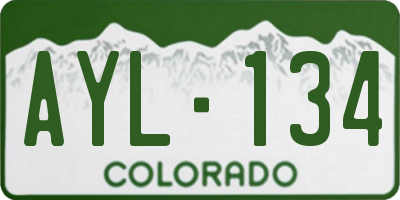 CO license plate AYL134