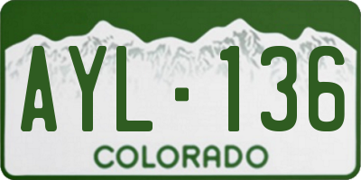 CO license plate AYL136