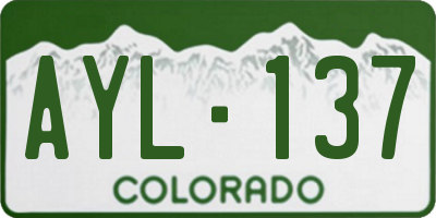 CO license plate AYL137