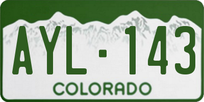 CO license plate AYL143