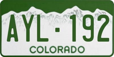 CO license plate AYL192