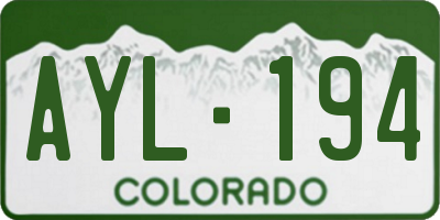 CO license plate AYL194