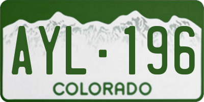 CO license plate AYL196