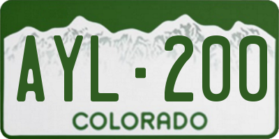 CO license plate AYL200