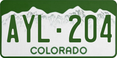 CO license plate AYL204