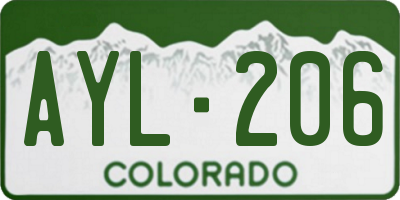 CO license plate AYL206