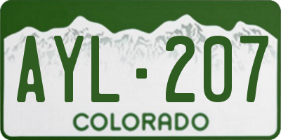 CO license plate AYL207