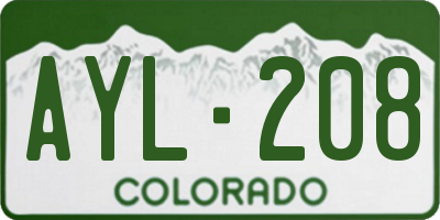 CO license plate AYL208