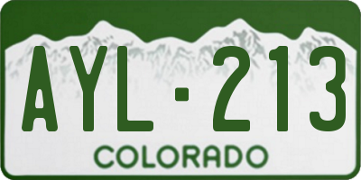 CO license plate AYL213