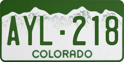 CO license plate AYL218