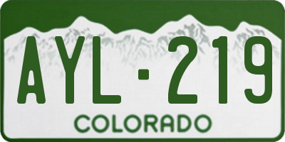 CO license plate AYL219