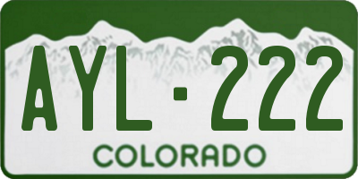 CO license plate AYL222