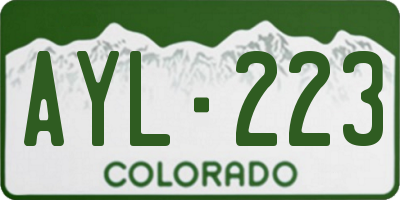 CO license plate AYL223