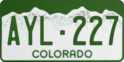 CO license plate AYL227
