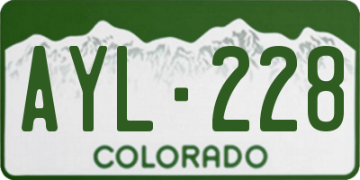 CO license plate AYL228