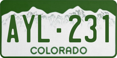 CO license plate AYL231