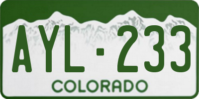 CO license plate AYL233