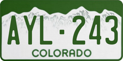 CO license plate AYL243