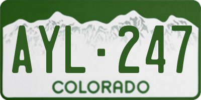 CO license plate AYL247