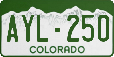 CO license plate AYL250