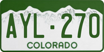 CO license plate AYL270