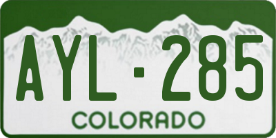 CO license plate AYL285