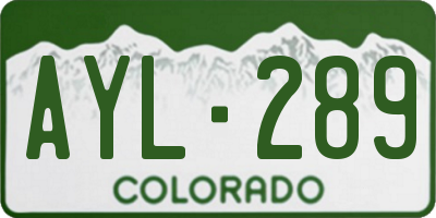 CO license plate AYL289