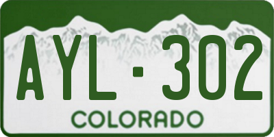 CO license plate AYL302